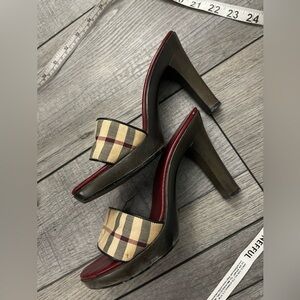 Vintage Burberry check pattern Plaid High Heel Sandals size 36